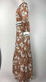 Long Sleeve Half Button Up Maxi Dress, Copper