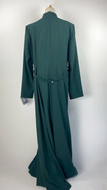 Long Sleeve Button Up A-Line Abaya+ Jilbab, Green