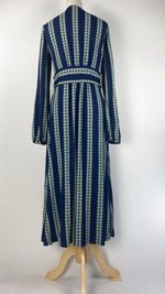 Long Sleeve Printed Maxi Dress, Navy